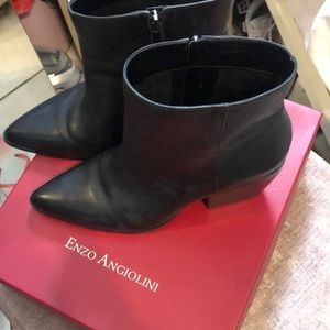 Leather black ankle boots